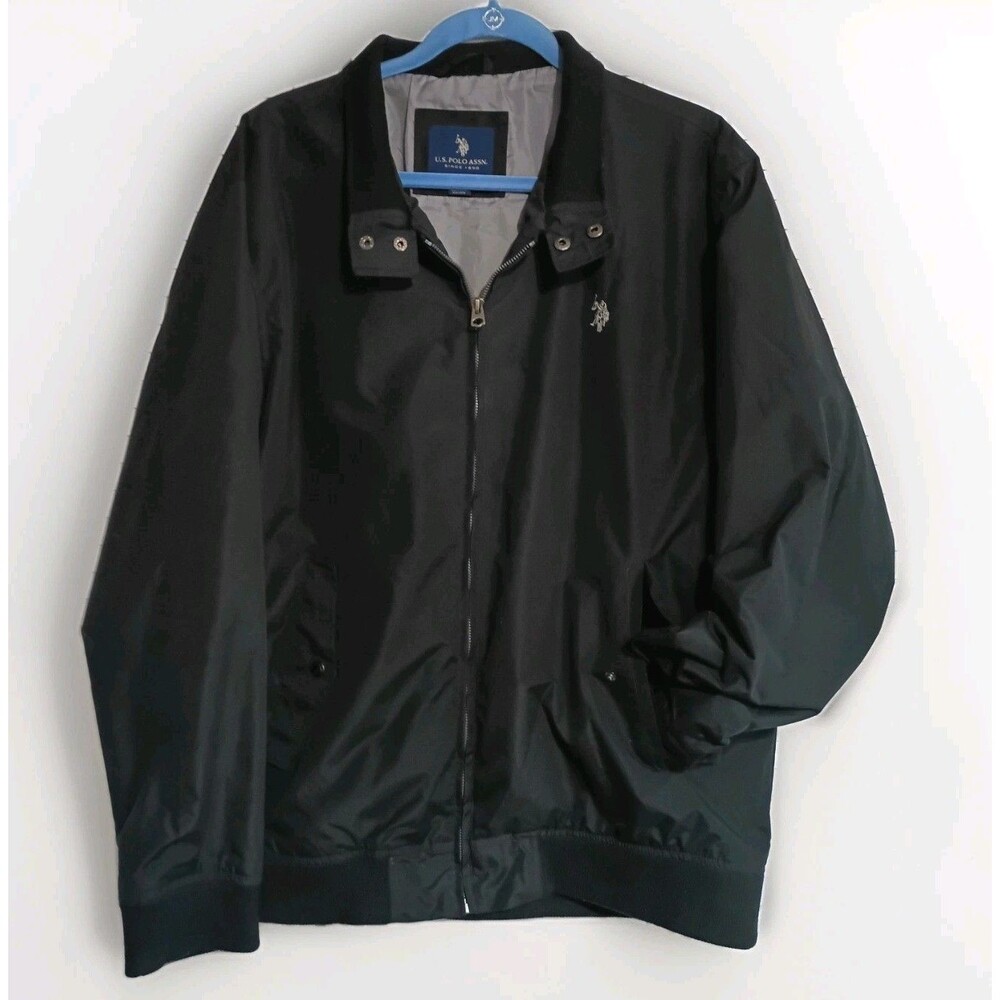 U.S. Polo Assn Jacket Windbreaker Lined Men's Sz XL Black‎ Gray